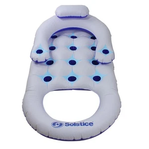 Swim Central 68" Solstice Blue White Fashion Lounge Inflatable Pool Float - Picture 1 of 3