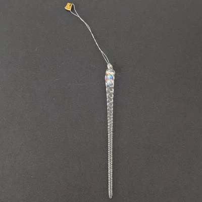 Juego de 12 adornos navideños de vidrio transparente iridiscente retorcidos hechos a mano 6" Foto 1 de 4