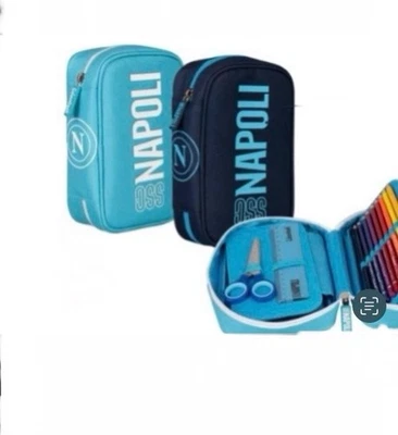 BACKTOSCHOOL  Astuccio Scuola 1 Zip SSC Napoli Azzurro 43 Pezzi Portapenne in 2 - Immagine 1 di 4