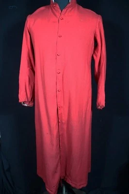Antiguo Abrigo de Sacerdote de Lana Rojo Largo Eduardiano Francés Años 20 Talla Pequeña Foto 1 de 4
