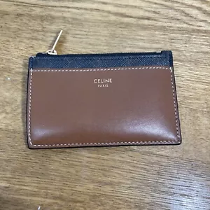 Celine Zipped Card Holder in Triomphe Canvas and Lambskin Tan - Picture 1 of 12