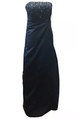 Vestido DaVinci azul marinho dama de honra busto enfeitado cintura reunida tamanho 4 - Imagem 1 de 4