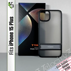 TORRAS Case for iPhone 15 Plus - Frosted Black | L-Stand | Sleek, Slim & Secure - Picture 1 of 12