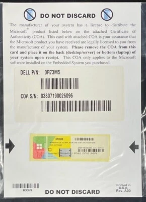 Windows 10 IoT Enterprise 2016 LTSB / Virtual Only / Non-QOS COA Key / R73M5 - Image 1 of 2