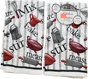 2er Set gleiche Küchentücher (15"x25") BACKEN RÜHREN MESSEN, KÜCHENARTIKEL # 1, BH - Bild 1 von 17
