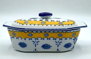 Vintage 3 Stück Cook Street Butterboot blau gold weiß Butterdose Keramik - Bild 1 von 8
