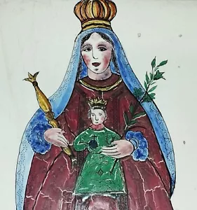 VIERGE MARIE AVEC ENFANT. CARREAUX VITRÉS À LA MAIN. ANONYME. ESPAGNE. 19E-20E S - Bild 1 von 1