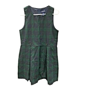 Lands' End School Uniform Girls Plaid Pleated Jumper Green and Black Size 14 - Picture 1 of 5