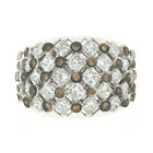 Effy 14-karatowe złoto 4,82 ctw biały i fantazyjny brąz diament otwarty pikowany pierścionek z szerokim paskiem