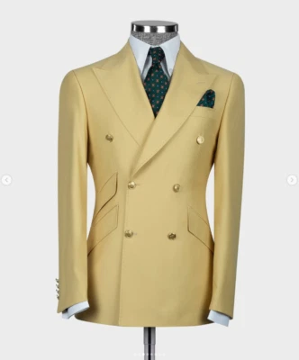 Traje de hombre de doble botonadura formal novio chaqueta de negocios esmoquin fiesta graduación blazer Foto 1 de 4