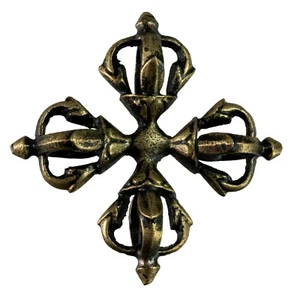 Double Vajra Dorje de 6 cm en métal - Tradition bouddhiste Népal # 3919 - Picture 1 of 7