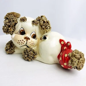 Lefton Vintage Spaghetti Hund Figur trauriger Welpe Fliege & Verband Japan 1946-1953 - Bild 1 von 6