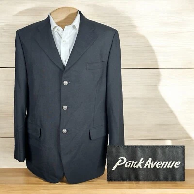 Chaqueta Blazer Park Avenue Para Hombre 44R Gris Oscuro Plata Metal Botones Foto 1 de 4