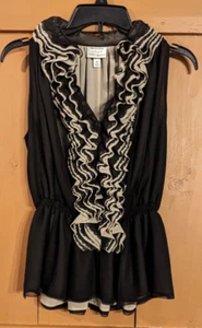 Robert Rodriguez Neiman Marcus Ruffle Sleeveless Blouse Black Women’s Size XS - Picture 1 of 7