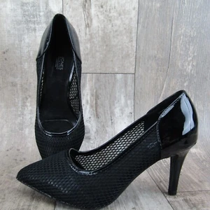 Jones New York Heels Patent Mesh Black Size 6 W Pointed Toe - Picture 1 of 10