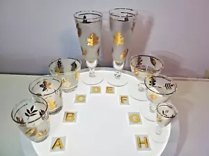 Bicchieri Libbey Gold Leaf 22K Golden Fogliage Smerigliato 59 Pezzi - Foto 1 di 33
