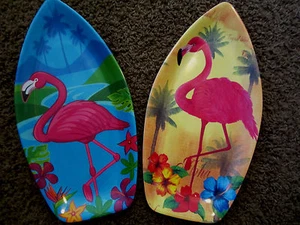 2 PLATO PASTEL BARCO FLAMENCO ROSA 16" FIESTA TROPICAL ILANDIA REGALO CUMPLEAÑOS - Imagen 1 de 6