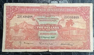 Banknote 1939 Trinidad & Tobago 2 Dollars, Rare - Picture 1 of 4