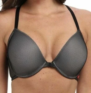 Josie Natori Jetset T-Back Schwarz Netz Front Close BH Bügel 32DD Neu ohne Etikett - Bild 1 von 9