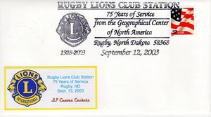 RUGBY LIONS CLUB 75 YEARS OF SERVICE STATION, RUGBY, ND 2003 L34 - Picture 1 of 1