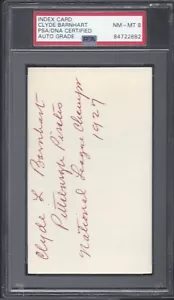 CLYDE BARNHART, 1920-28 PITTSBURGH PIRATES, "DEAD BALL ERA", PSA/DNA MINT 9 - Picture 1 of 1