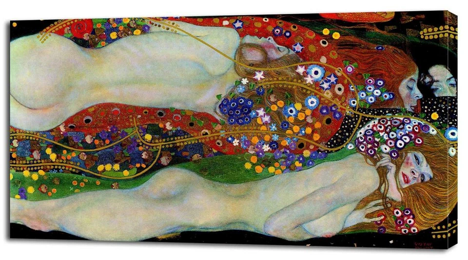 IMPRESIÓN EN LIENZO SERPIENTES DE AGUA Gustav Klimt Decoración de Pared para el Hogar Arte en Pintura Giclee Foto 1 de 1