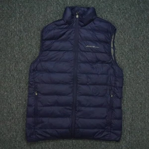 Eddie Bauer Vest Mens Small Blue Down Puffer Gilet Full Zip Pockets Insulated - Picture 1 of 8