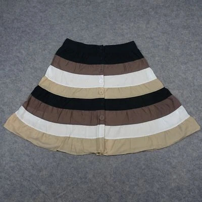 VINTAGE Mossimo Skirt Womens 8 Brown Beige Striped Lightweight Tiered Bohemian - Image 1 of 4