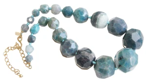 KJL Kenneth Jay Lane Faceted Blue Agate Chunky Bead Necklace Adjustable 22" - Picture 1 of 12