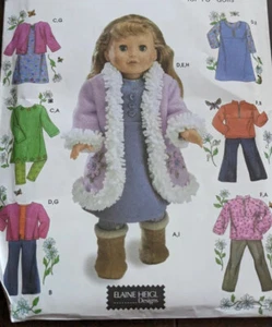 Simplicity 4786 18" Doll Clothes Pattern Hippy Fur Coat Pant Set Elaine Heigl - Picture 1 of 3