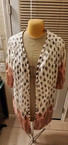 Lucky Brand Medium White Red Blue Jersey Sleepshirt Sleepwear Nightgown B15 - Picture 1 of 7