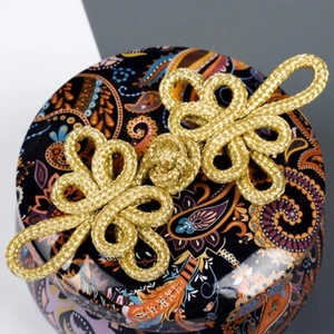 Gold Wire Chinese Cheongsam Button Dragonfly Knot Fastener Closures - Picture 1 of 9