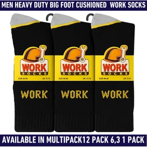 12 Pairs Mens Work Socks Workwear Reinforced Cushion Sole Boot Socks Size 6-11 - Picture 1 of 7