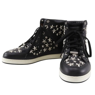 JIMMY CHOO Star studs sneakers High cut black leather Women - Image 1 of 4