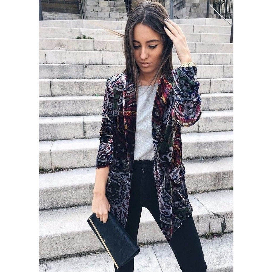 Kimono Mujer Verano Kimono De Terciopelo Estampado ZARA Mujer