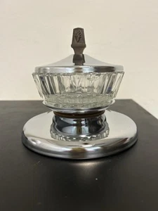 MCM Pedestal Kromex Vidrio Cubierto (Dulces) Plato Tapa Metal De Colección Como Nuevo - Imagen 1 de 6