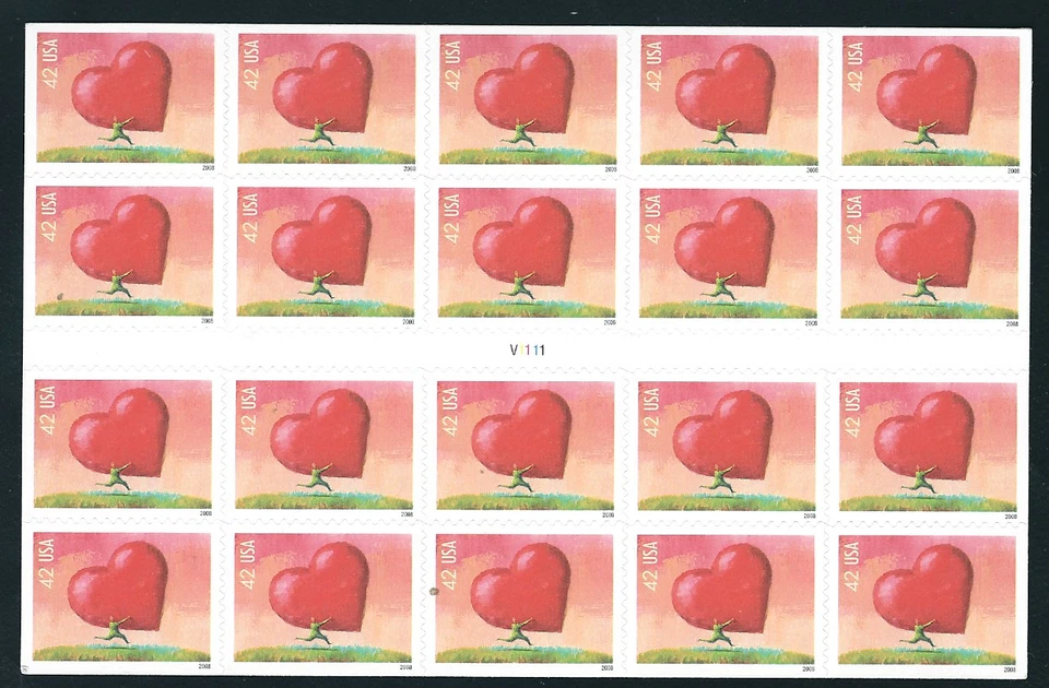 Scott #4270...42 Cent...All Heart...Booklet Pane of 20 - Image 1 of 1