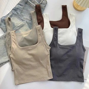 Solid Color Women's Vest with Wide Shoulder Design Ideal for Yoga and Cycling - Picture 1 of 14