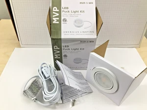 American Lighting MVP-1-WH 2700K 4.3W Under Cabinet LED Puck Light White- 2700K - Picture 1 of 13