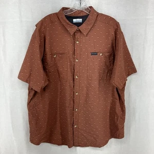 Camicia Columbia Uomo XL Marrone Arancione Omni Stoppino Manica Corta - Foto 1 di 23