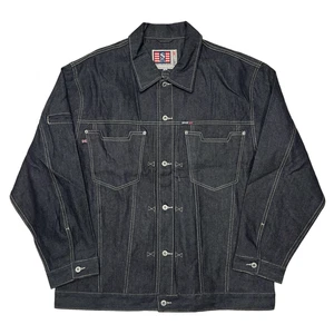 Schott NYC Denim Jacket Mens 2XL Raw Indigo Workwear Button Trucker New Y2K Raw - Picture 1 of 11