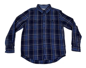 Camisa de Franela Outerknown Mediana Azul Blanco Cuadros Algodón Orgánico Peso Pesado - Imagen 1 de 4