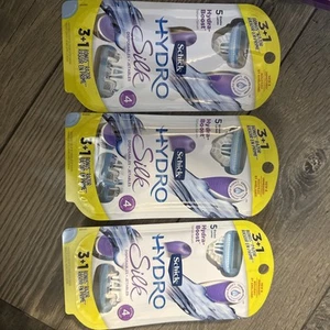 3 Pack Schick Hydro Silk 5 Blades Disposable Jetables Razors 3+1 Count Each - Picture 1 of 2