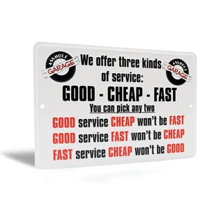 Garage Wall Sign We Offer 3 Kinds of Service Mechanic Shop, Man Cave Room Decor - Picture 1 of 8