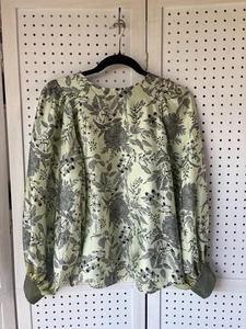 Blusa para mujer Ann Taylor Factory Long Puff SLV verde claro floral pequeña - Imagen 1 de 6