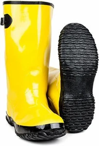 BOTAS AMARILLAS DE GOMA SOBRE ZAPATO IMPERMEABLES PARA HOMBRE PESCA DE BARRO CAZA AGRICULTURA SLUSH - Imagen 1 de 3