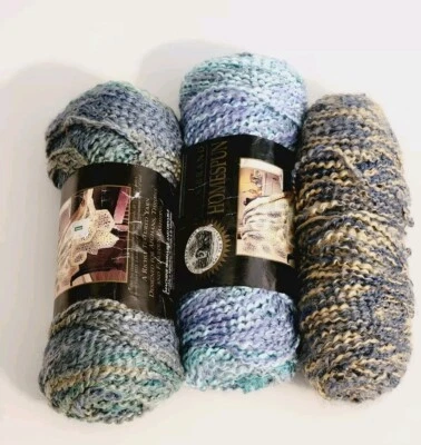 OOP Homespun Lion Brand Yarn Lot of 3 Skeins 6oz Ea, Color- Shades of Blue - Image 1 of 4