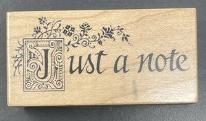 Just A Note Word Phrase Border Corner Plant Leaves PSX E-510 Wood Rubber Stamp - Picture 1 of 3
