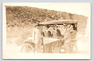 RPPC Family Car on USA Mexico Boundary Line Border c1915 VTG UNP Photo Postcard - Picture 1 of 2