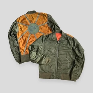 Avirex bomber jacket reversible khaki green orange Medium - Picture 1 of 7